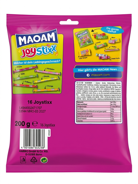 Цукерки жувальні Maoam JoyStixx 200 грам 01803 фото