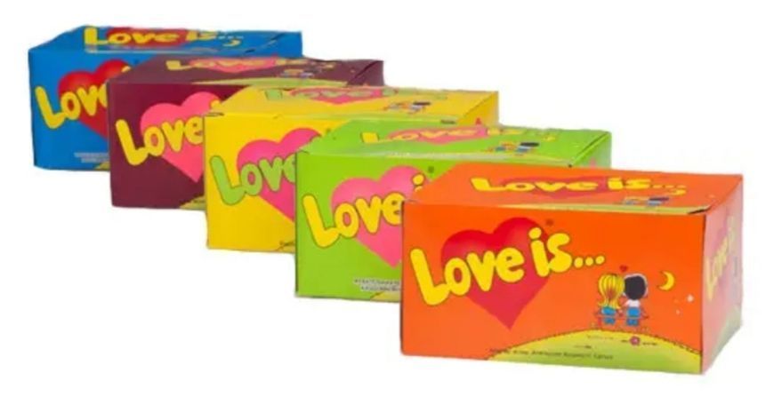 Жувальна гумка Love is ... асорті з 5 смаків блок (100 шт) 016896 фото