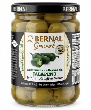 Оливки фаршированные острым перцем халапеньо Bernal Gourmet 436 грамм 00583 фото