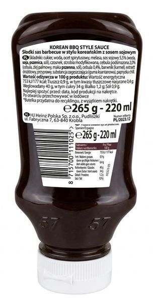 Соус сладко-острый для барбекю Heinz Sticky Korean Barbecue Sauce по-корейски с добавлением соевого соуса и перца чили 265 грамм 007922 фото