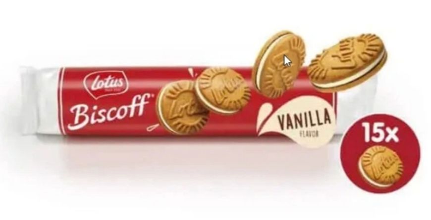 Печенье-сэндвич Lotus Biscoff Vanilla Sandwich Biscuits с ванильным кремом  150 грамм 028281 фото