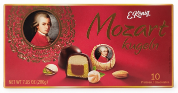 Конфеты с фисташковым марципаном E.K&ouml;nig Mozart Kugeln в черном и молочном шоколаде 200 грамм 008185 фото