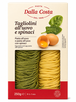 Макарони Dalla Costa Tagliatelle All'uovo e Spinaci мікс яєчної локшини та яєчної локшини зі шпинатом 250 грам 020271 фото