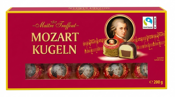 Конфеты марципановые Maitre Truffout Mozart Kugeln в черном и молочном шоколаде 200 грамм 00818 фото