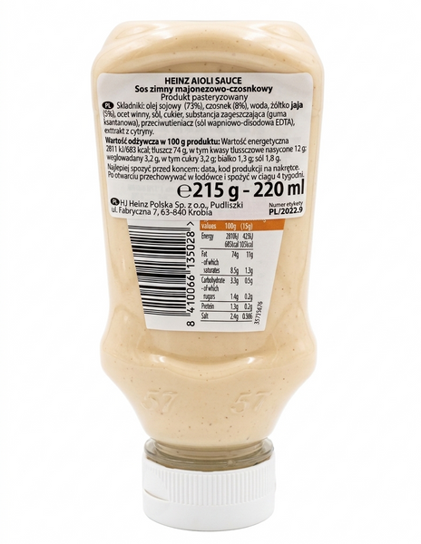 Соус айолі Heinz Aioli часниково-лимонний середземноморського типу 215 грам 007963 фото