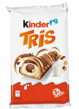 Батончик Kinder Tris с молочным кремом и шоколадным печеньем внутри (5 шт) 100 грамм 12388 фото