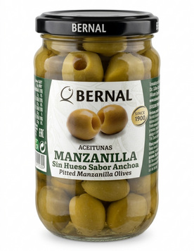 Оливки зелені Bernal Manzanilla без кісточки зі смаком анчоусів 300 грам 01004 фото