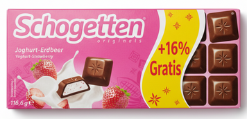 Шоколад Schogetten Yoghurt-Strawberry молочный с нежной йогуртово-клубничной начинкой 116.6 грамм 001625 фото