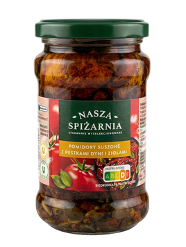 Вяленые томаты с травами и тыквенными семечками Nasza Spizarnia в масле полосками 270 грамм 029721 фото