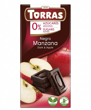 Черный шоколад с яблоком Torras без сахара 75 грамм 00472 фото