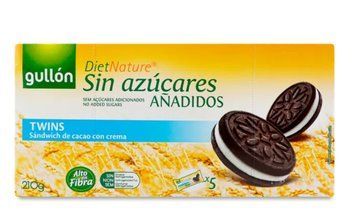 Печенье Gullon Twins Zero Sugar Free сэндвич шоколадный со сливочной прослойкой без сахара 210 грамм 013181 фото