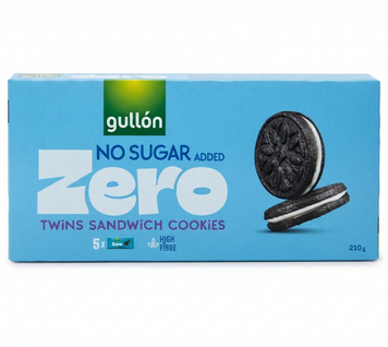 Печенье Gullon Twins Zero Sugar Free сэндвич шоколадный со сливочной прослойкой без сахара 210 грамм 013181 фото
