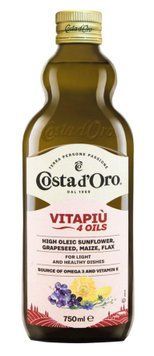 Смесь из четырёх видов масел Costa d'Oro Vitapi&ugrave; 4 Oils: высокоолеинового подсолнечного, виноградного, кукурузного и льняного масел 750 мл 01934 фото