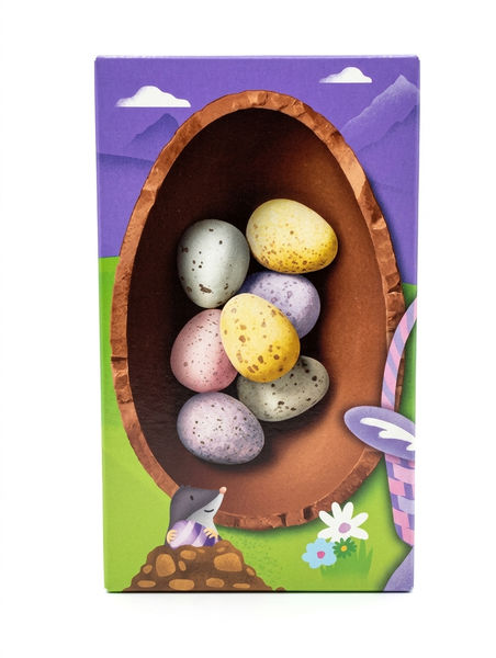 Шоколадне яйце Milka Sch&uuml;ttel Mich з наповненням з маленьких яєць у хрусткій цукровій глазурі всередині 97 грам 141682 фото