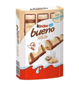 Батончик Kinder Bueno White в белом шоколаде с ореховой начинкой (6 шт) 129 грамм 2388 фото