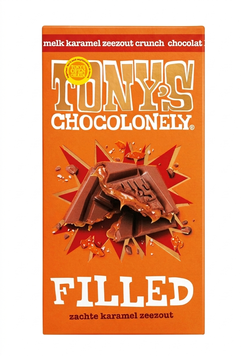 Молочный шоколад Tony's Chocolonely с тягучей карамелью, хрустящими кусочками карамели и морской солью 135 грамм 0201162 фото