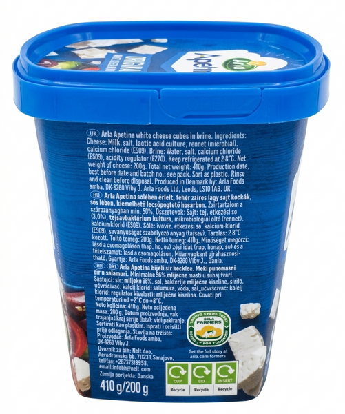 Сир білий розсольний Arla Apetina Original White Cheese нарізаний кубиками 410 грам 300102 фото