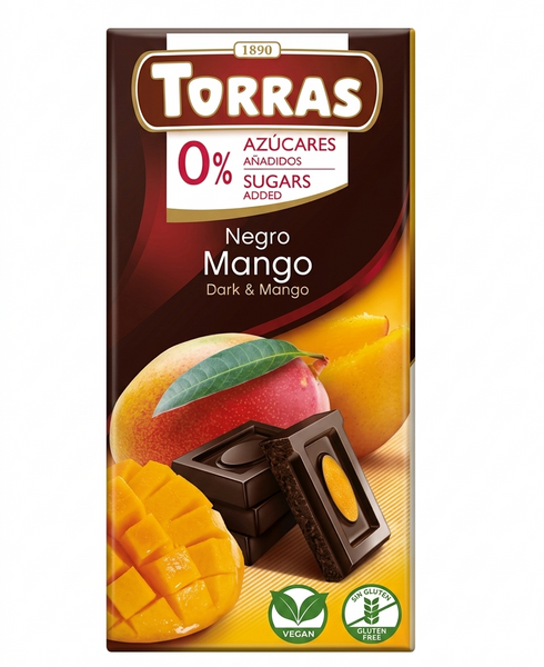 Черный шоколад с манго Torras без сахара 75 грамм 00471 фото