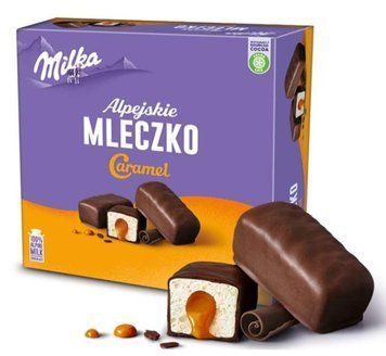 Конфеты Milka Alpejskie Mleczko Caramel птичье молоко с карамелью 350 грамм 17752 фото