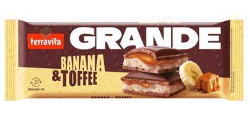 Шоколад Terravita Grande Banana & Toffee молочный с банановым кремом и ириской тоффи 235 грамм 029807 фото