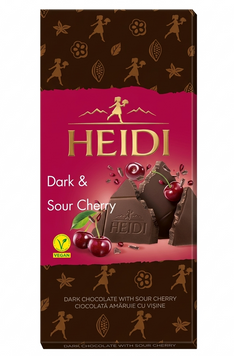 Шоколад Heidi Dark Sour Cherry черный с кислой вишней 80 грамм 02376 фото