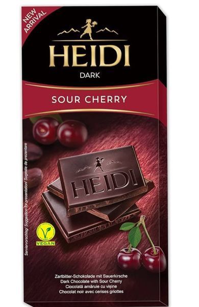 Шоколад Heidi Dark Sour Cherry черный с кислой вишней 80 грамм 02376 фото