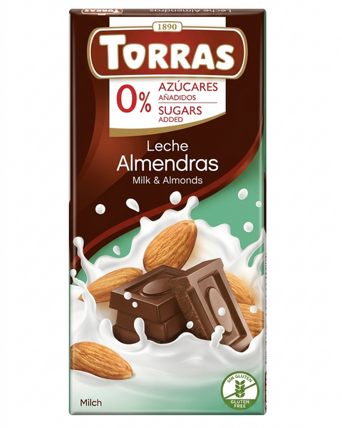 Молочний шоколад з мигдалем Torras без цукру 75 грам  00202 фото