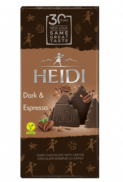 Шоколад Heidi Dark Espresso черный с добавлением молотого кофе 80 грамм 023766 фото