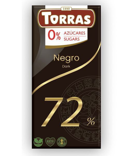 Черный шоколад 72% какао Torras без сахара 75 грам 01334 фото