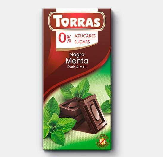 Чорний шоколад з м'ятою Torras без цукру 75 грам 00201 фото