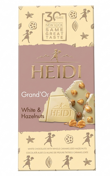 Шоколад Heidi Grand'Or White & Hazelnuts белый с целым карамелизированным фундуком 100 грамм 008885 фото