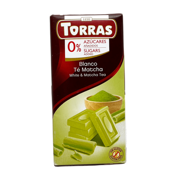 Белый шоколад с матча Torras без сахара 75 грамм 01074 фото