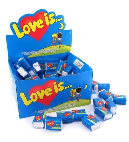 Жевательная резинка Love is ... банан-клубника блок (100 шт) 016891 фото