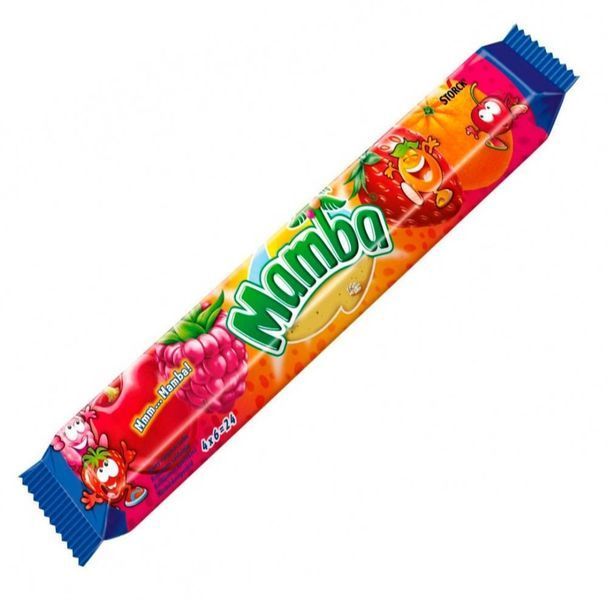 Конфеты жевательные Mamba Fruit 4 вкуса (клубника, апельсин, вишня, малина) 106 грамм 201688 фото