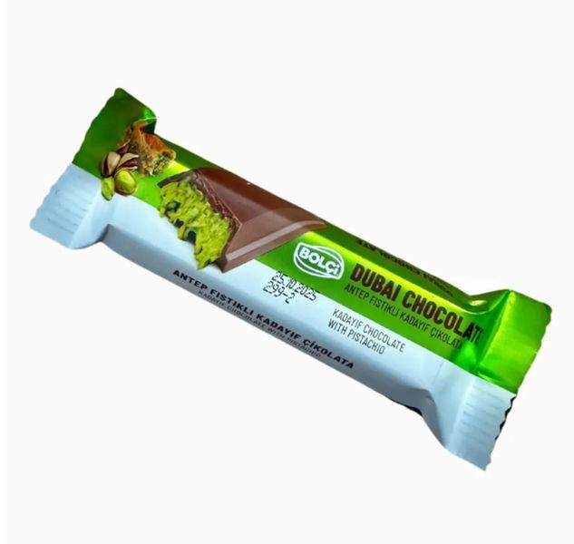 Дубайский шоколад Bolci Dubai Chocolate Pistachio Kadayif с фисташковой пастой 30 грамм 02286 фото