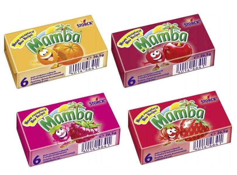 Конфеты жевательные Mamba Fruit 4 вкуса (клубника, апельсин, вишня, малина) 106 грамм 201688 фото