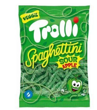 Желейные конфеты Trolli Spaghettini Sour Apple спагетти со вкусом яблока кислые 100 грамм 277 фото