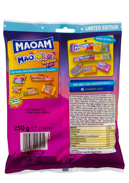 Конфеты жевательные Maoam MaoMixx Festival Fun 250 грамм 01801 фото