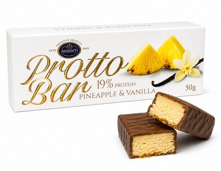 Батончик протеиновый Amanti Prottto Bar Pineapple & Vanilla в молочном шоколаде 50 грамм 010113 фото