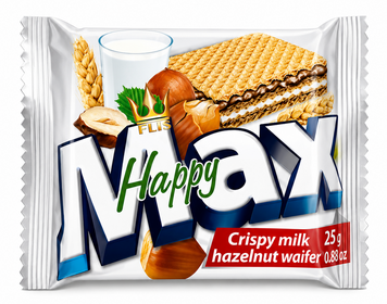 Вафлі Flis Happy Max з молочно-горіховою начинкою 5 шт 029054 фото