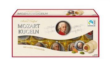 Конфеты марципановые Maitre Truffout Mozart Kugeln в белом и молочном шоколаде 200 грамм 008181 фото